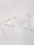 Sweet Embroidery Poplin Strap Elastic Waist Dress Vacation