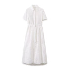 Women's Embroidered Collared Midi Dress