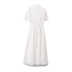 Women's Embroidered Collared Midi Dress