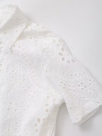 Women's Embroidered Collared Midi Dress