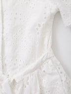 Women's Embroidered Collared Midi Dress