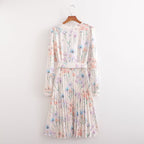 Crumpled Printed Long-Sleeve Dress