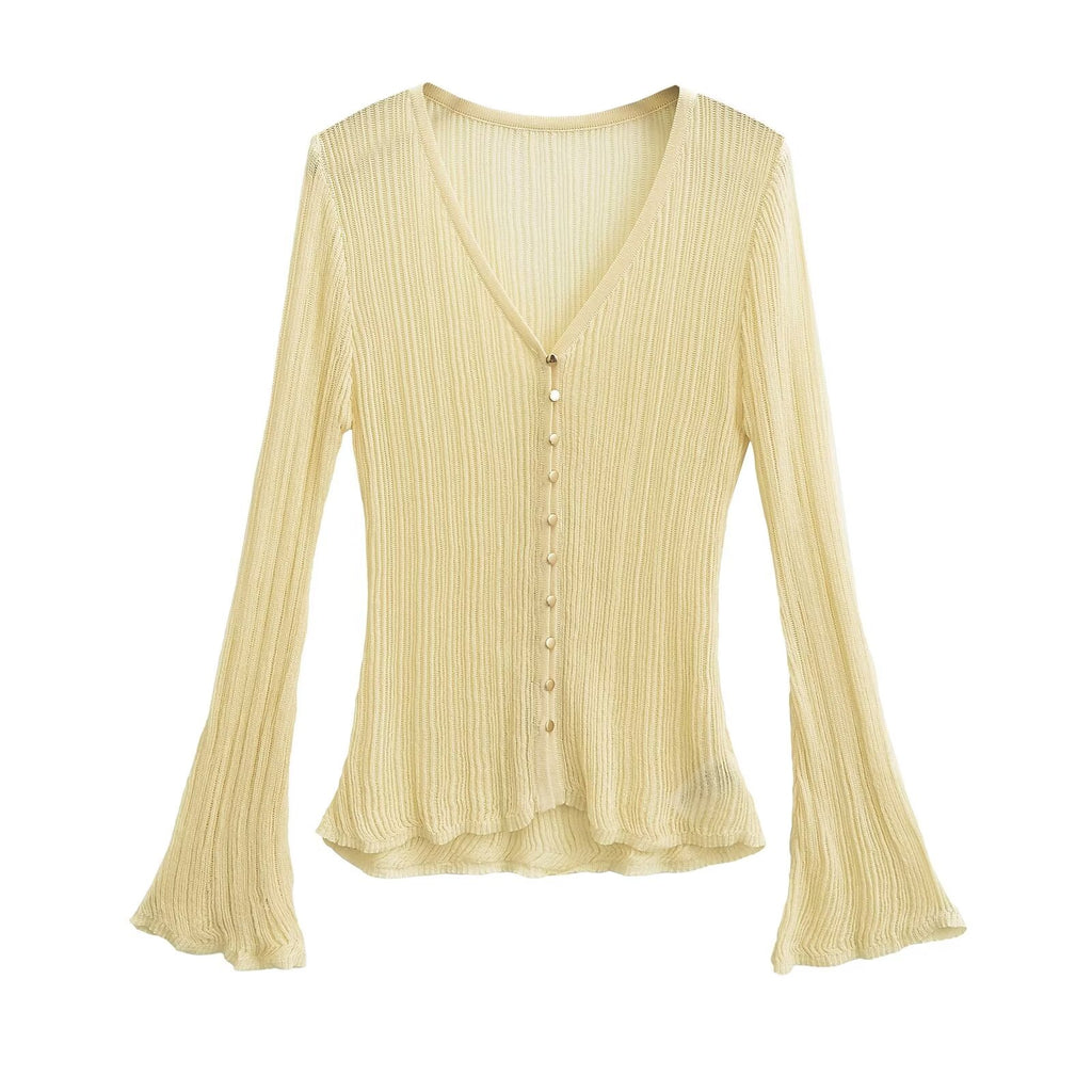 Women's V-Neck Long Sleeve Knit Cardigan