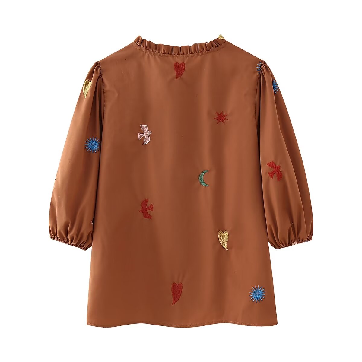 Women's Heavy Industry Embroidery Half Sleeve Shirt National