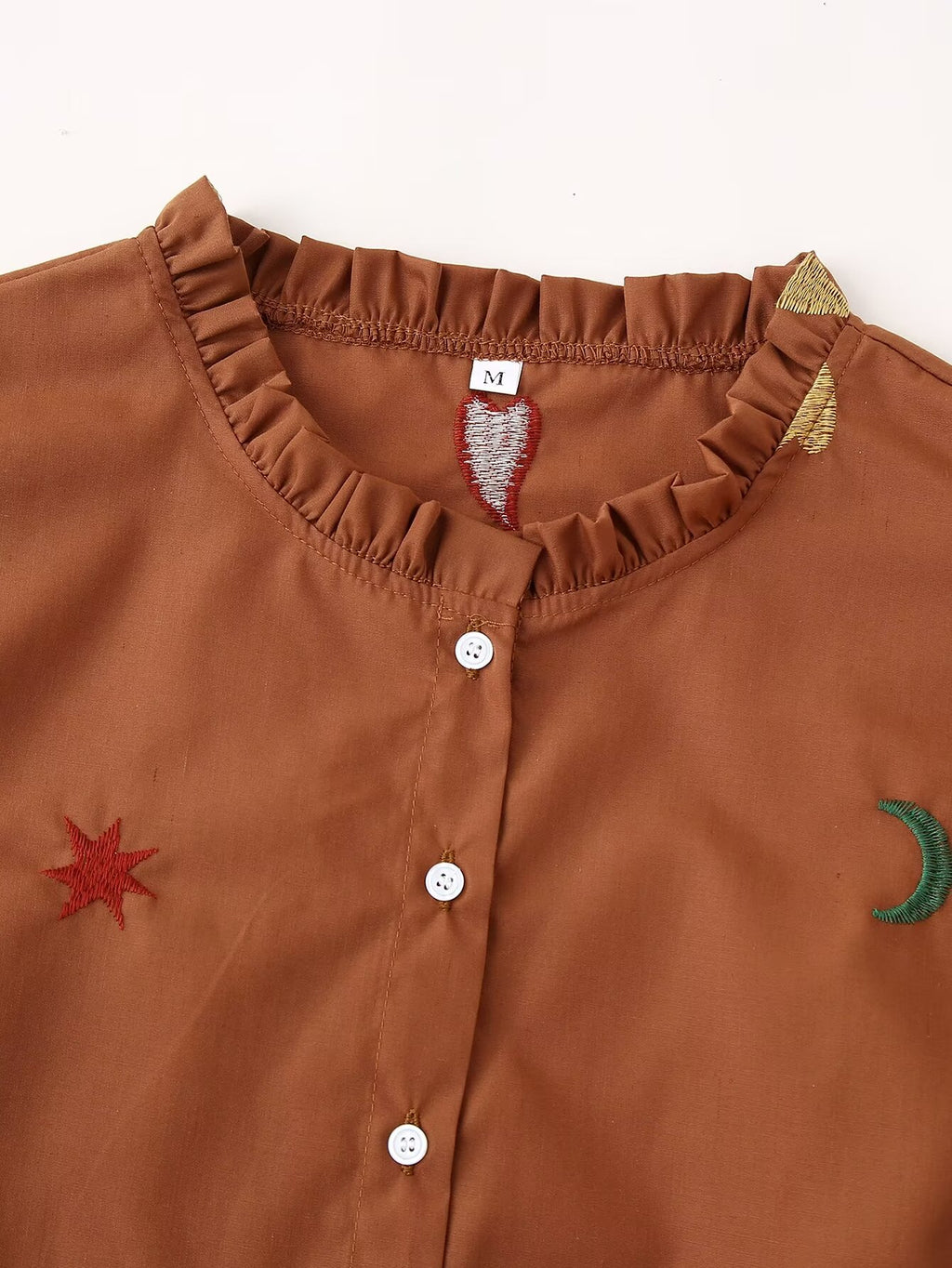 Women's Heavy Industry Embroidery Half Sleeve Shirt National