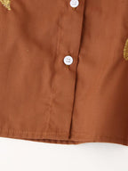 Women's Heavy Industry Embroidery Half Sleeve Shirt National