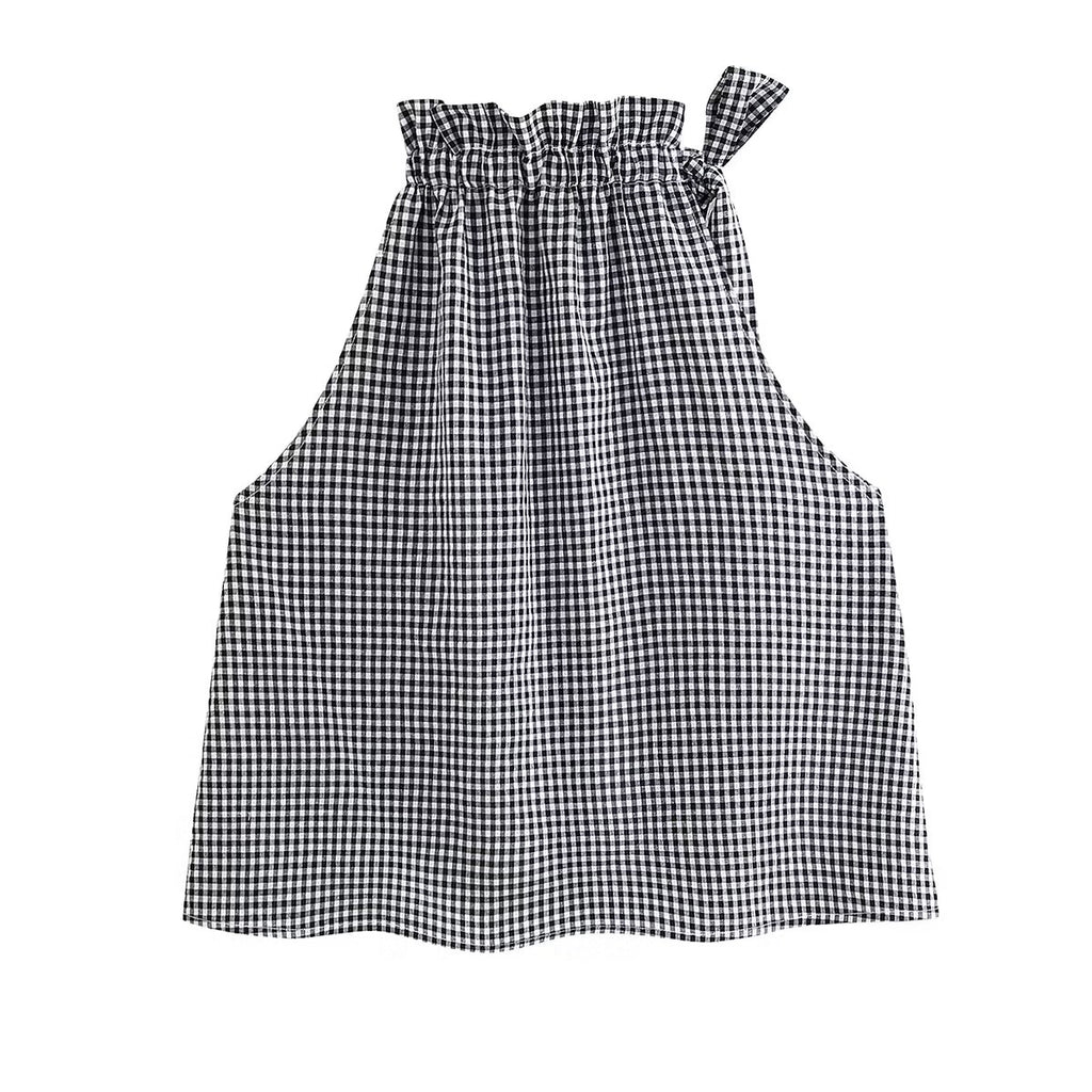 Women's Plaid Halter Drawstring Top