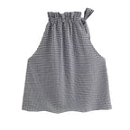 Women's Plaid Halter Drawstring Top