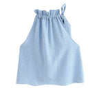 Women's Plaid Halter Drawstring Top
