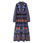 Women's Floral Ruffle Tiered Long-Sleeve Maxi Dress