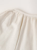 Women's Solid-Color Cotton Linen Embroidery Crew Neck Split Loose Maxi Dress