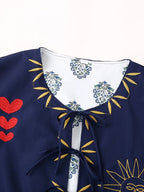 Women's Spring Autumn Women Clothing Round Neck Tied Embroidered Loose All Matching Long Sleeve Coat Top