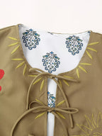 Women's Spring Autumn Women Clothing Round Neck Tied Embroidered Loose All Matching Long Sleeve Coat Top