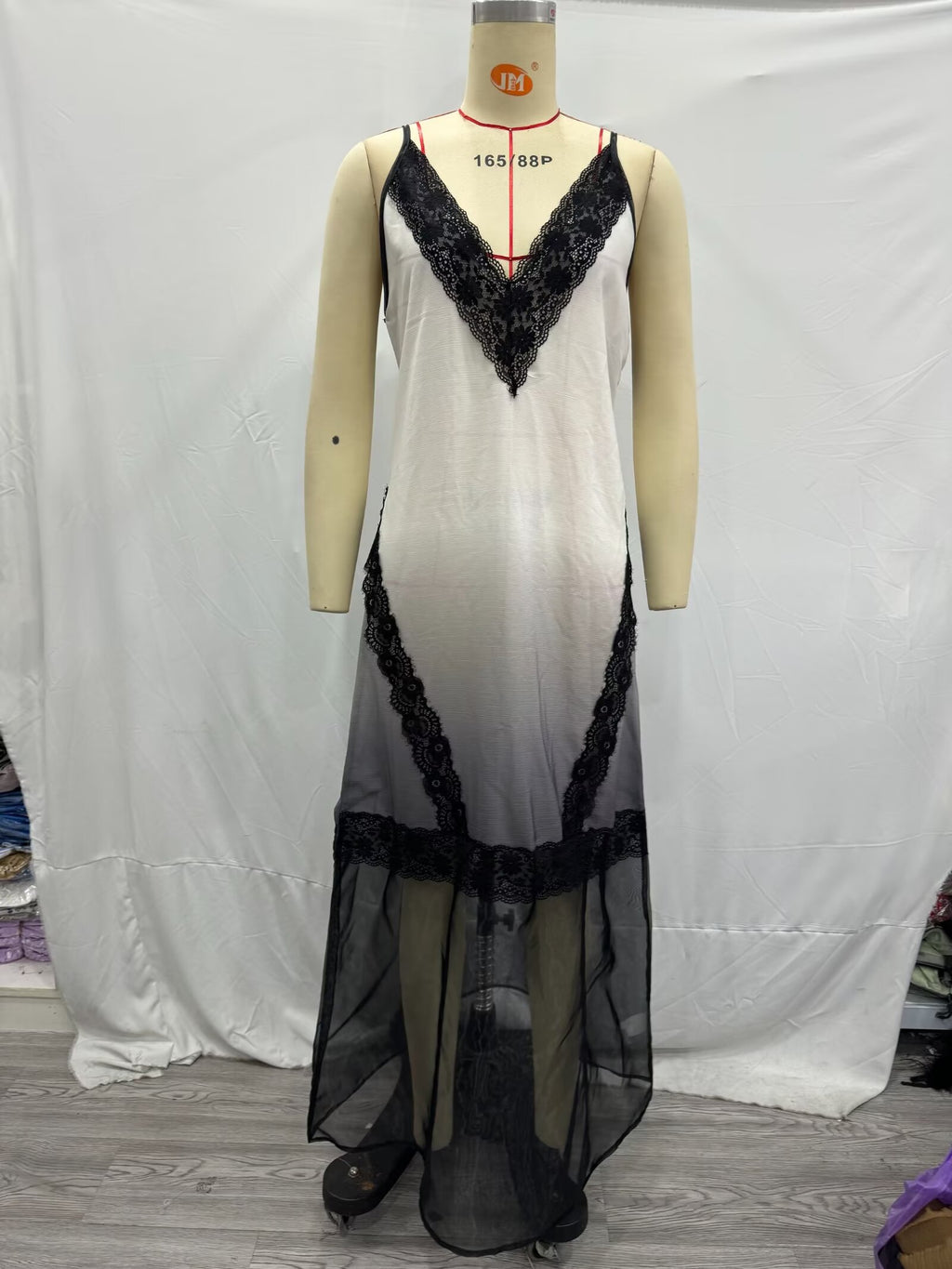 Lace-Panel Ombre Slip Dress