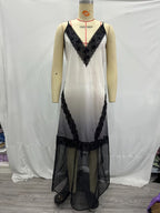 Lace-Panel Ombre Slip Dress