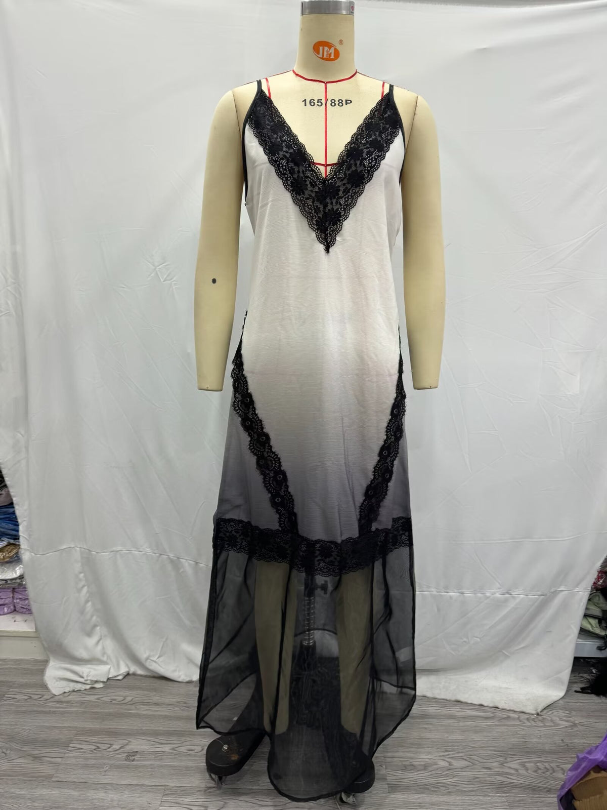 Lace-Panel Ombre Slip Dress