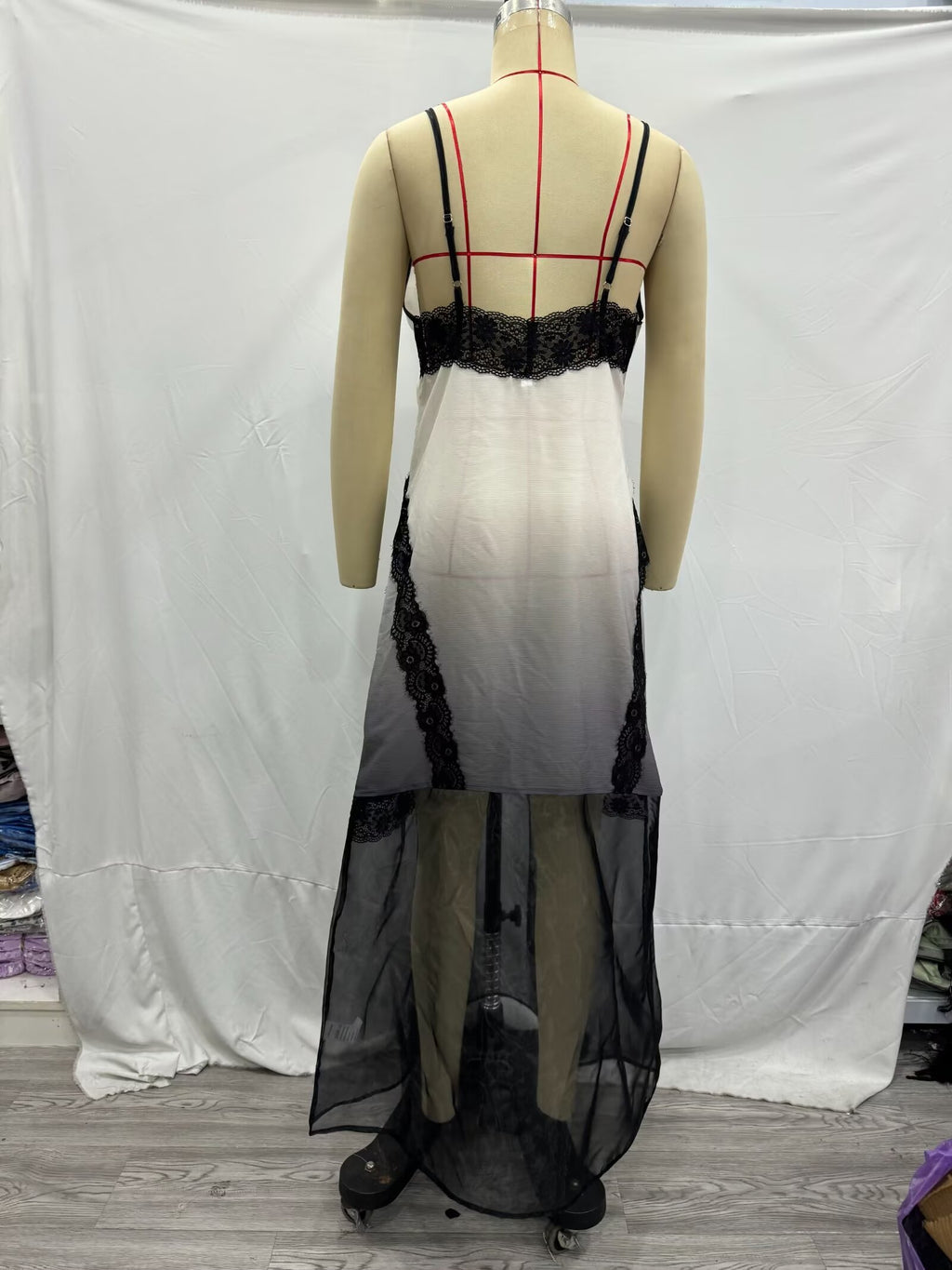 Lace-Panel Ombre Slip Dress