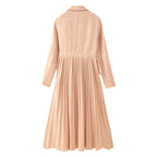 Elegant Slightly Mature Stitching Pleated Business Dress