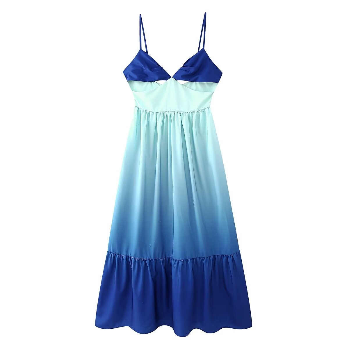 Women's V-Neck Ombre Cutout Sleeveless Dress