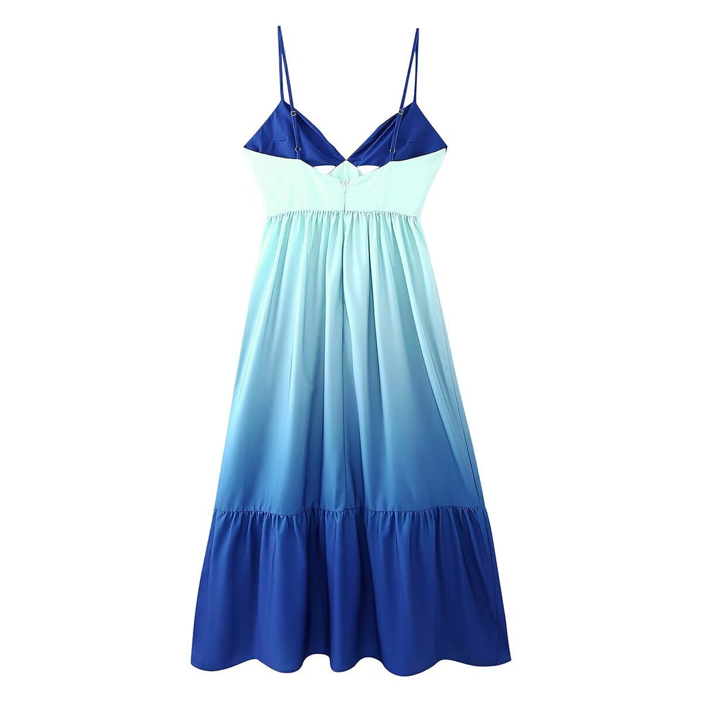 Women's V-Neck Ombre Cutout Sleeveless Dress