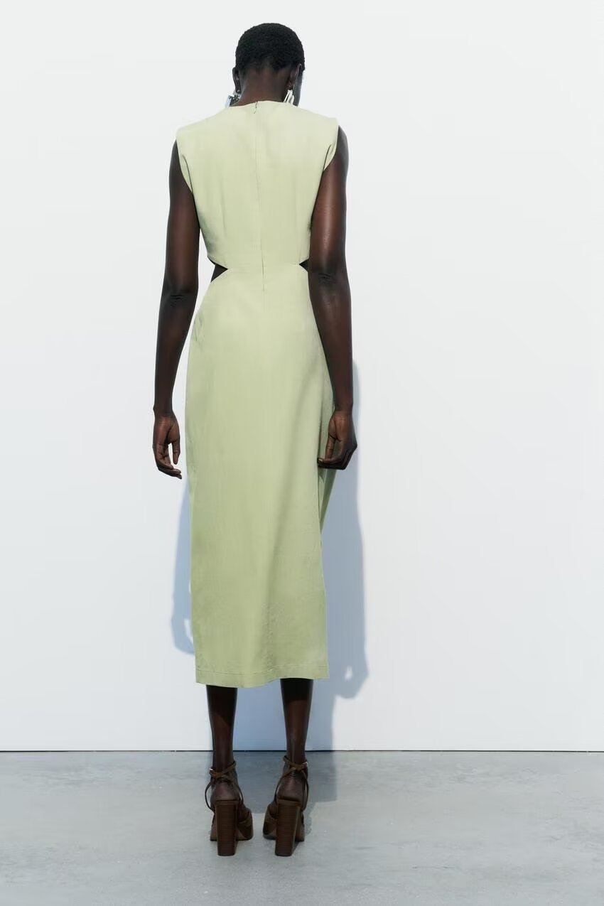 Cropped Outfit Sleeveless Buckle Hollow Cutout Dress