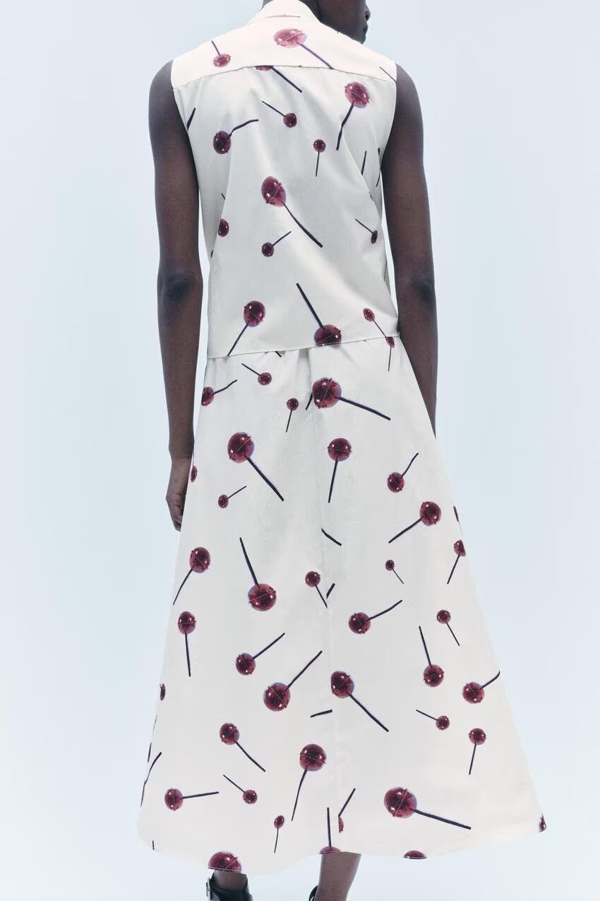 Summer Strap Printing Sleeveless Poplin Maxi Dress