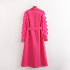 Women's Rose Red Long Sleeve Detail Dress
