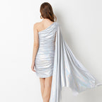 Women's 's Asymmetric Pleated Bodycon Dress