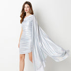 Women's 's Asymmetric Pleated Bodycon Dress