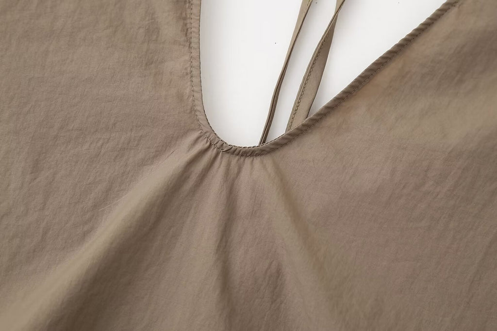 Summer Drawstring Design Blouse Pleated Effect Casual Pants