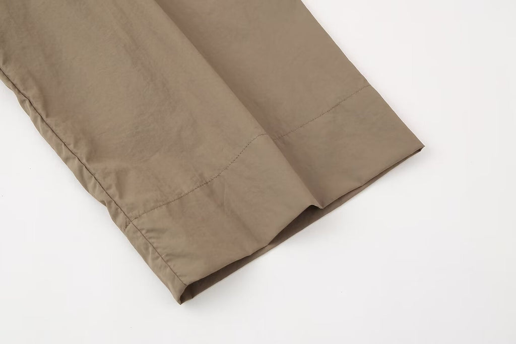 Summer Drawstring Design Blouse Pleated Effect Casual Pants