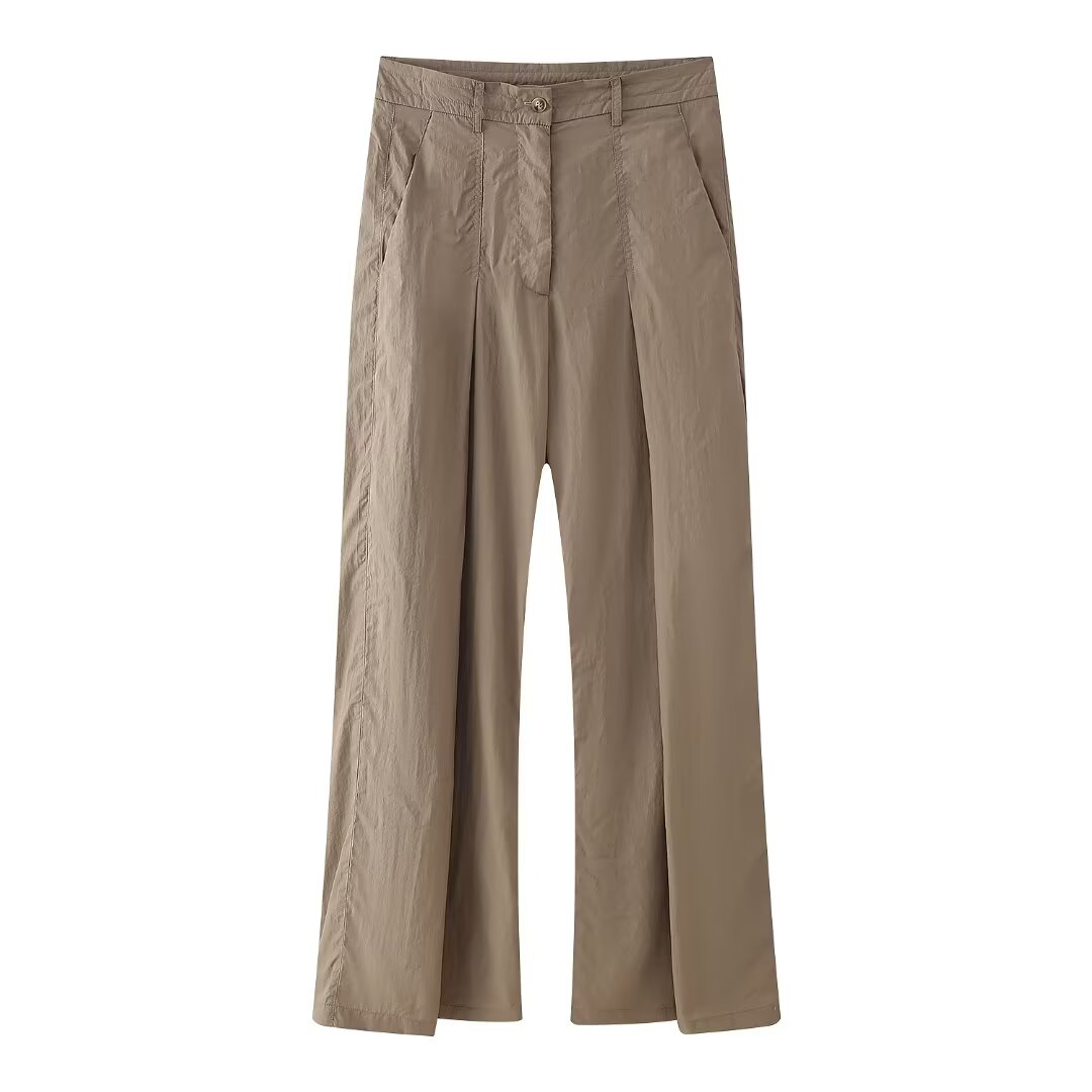 Summer Drawstring Design Blouse Pleated Effect Casual Pants