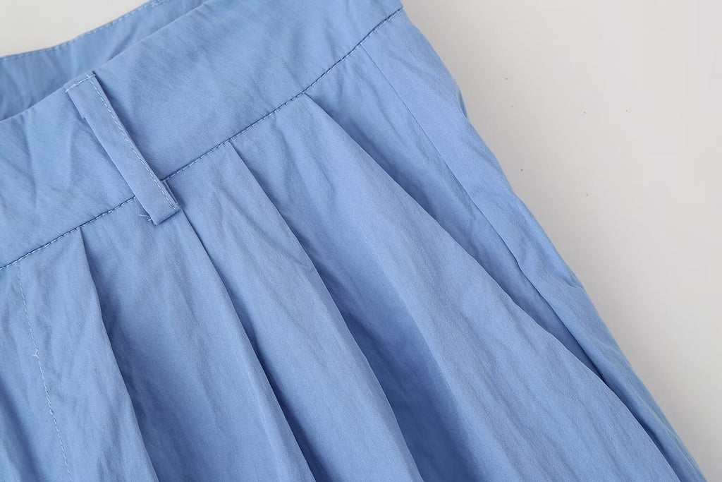 Summer Slim Fit Pleated Oblique Shoulder Tops Casual Trousers Suit Set