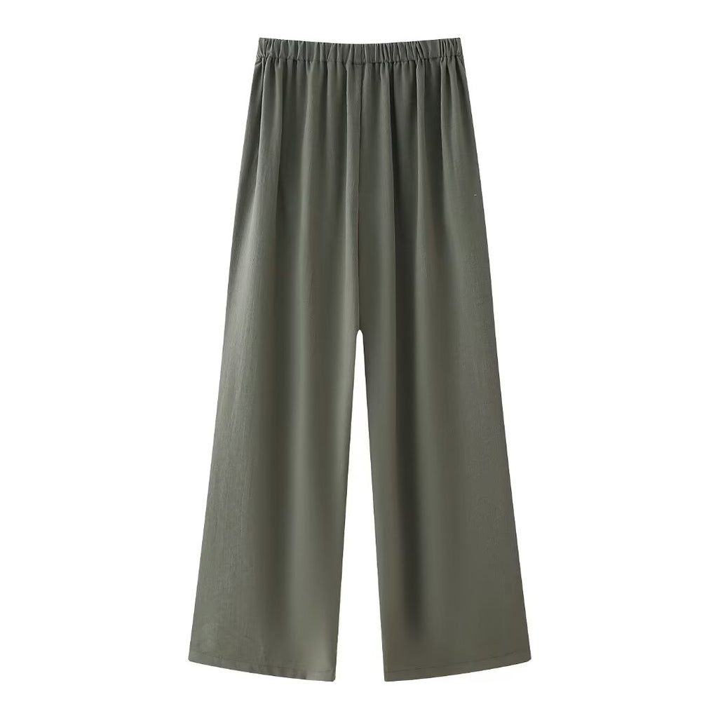Ra Linen Blend Short Kimono Shirt Sling Work Pant Set
