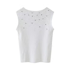 Women's Beaded Short Knitted Top Midi Skirt Knitted Skirt Set