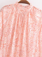 Women's Spring Lace V Neck Stand Collar Long Sleeve Shirt