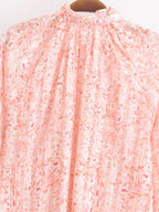 Women's Spring Lace V Neck Stand Collar Long Sleeve Shirt