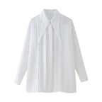 Women's Large Pointed Collar White Shirt Vintage Shirt Office Loose