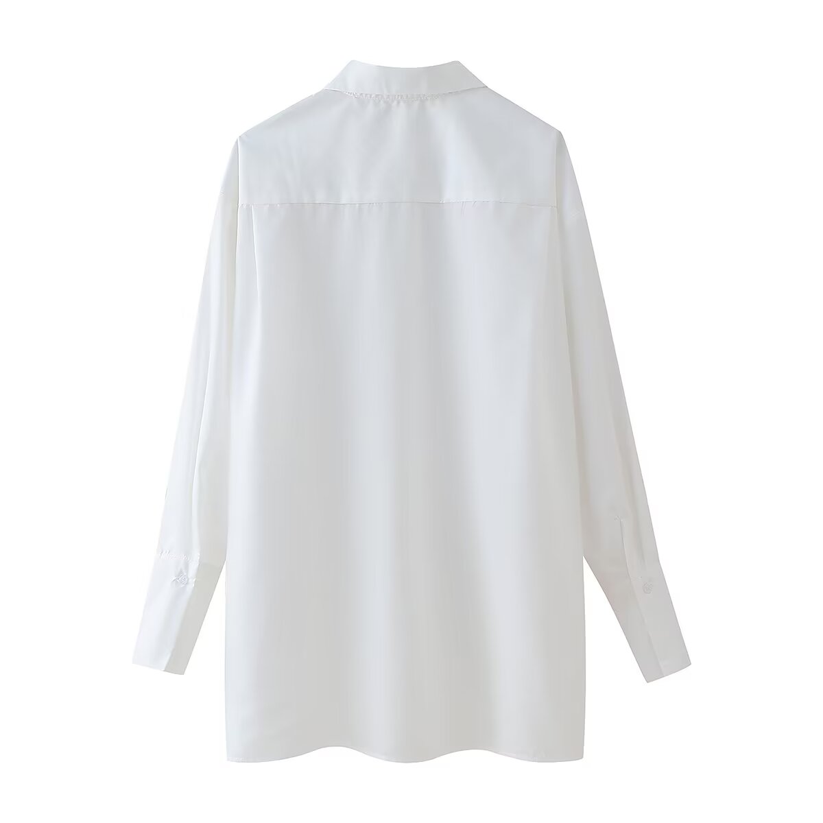 Women's Large Pointed Collar White Shirt Vintage Shirt Office Loose