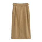 Spring Street Personality Buckle Midi Skirt