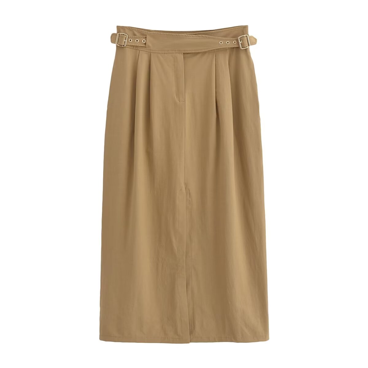 Spring Street Personality Buckle Midi Skirt
