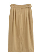 Spring Street Personality Buckle Midi Skirt