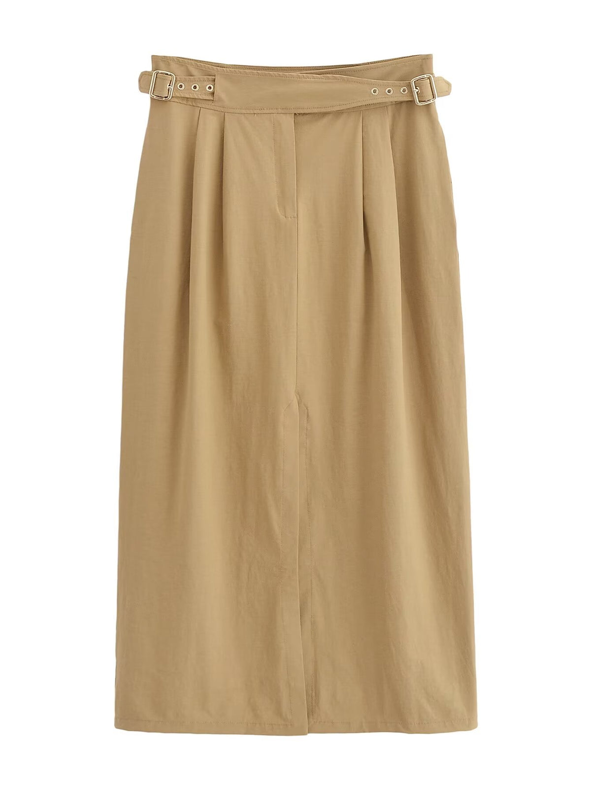 Spring Street Personality Buckle Midi Skirt