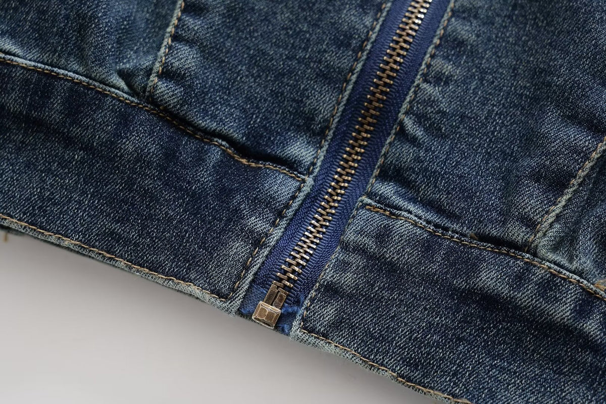 Retro Halter Backless Slim Fit Denim Vest Top