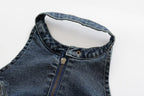 Retro Halter Backless Slim Fit Denim Vest Top