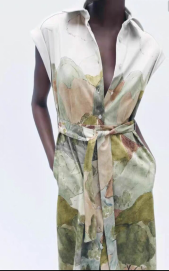 Women's Short-Sleeve Printed Shirt Dress