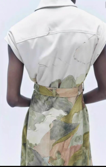 Women's Short-Sleeve Printed Shirt Dress