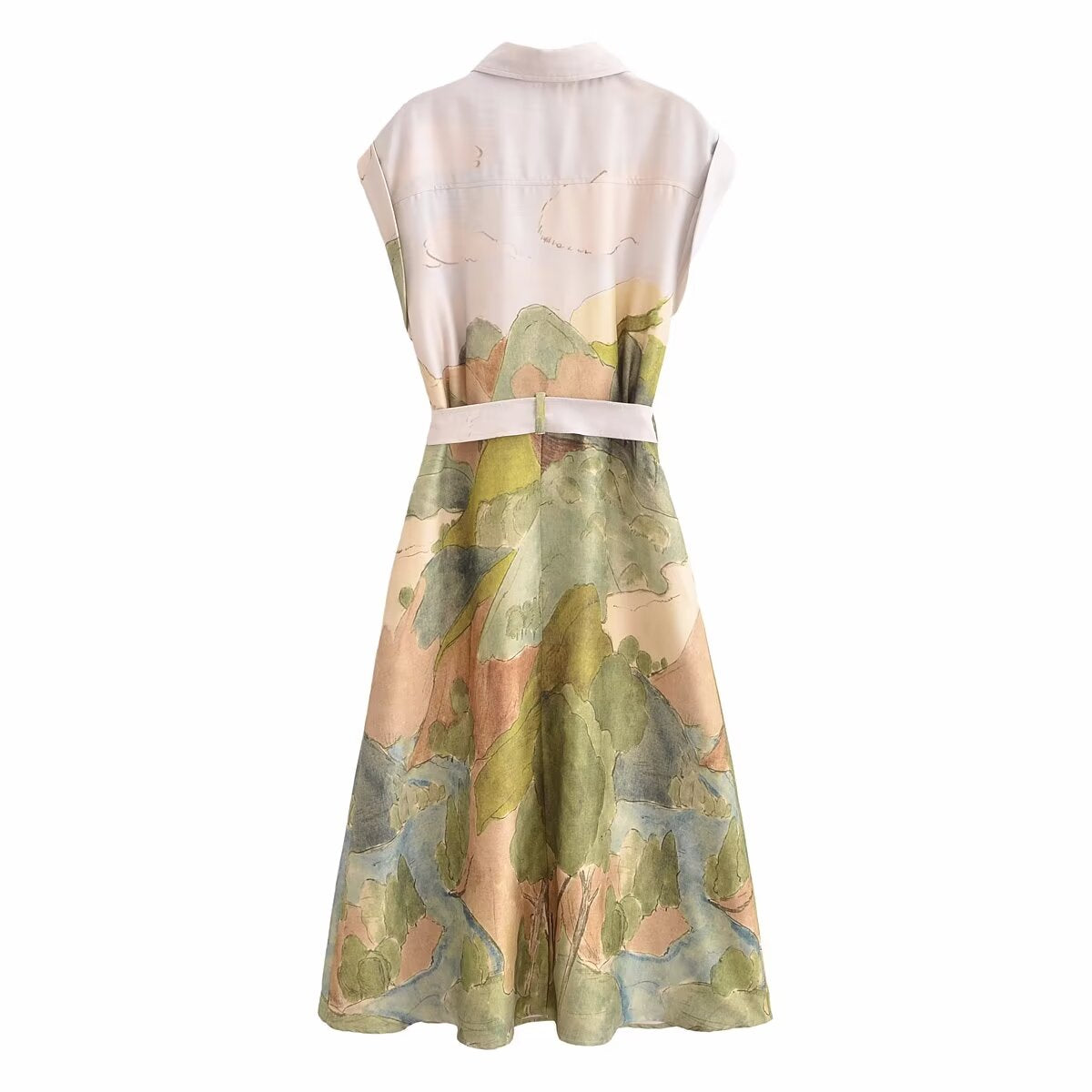 Women's Short-Sleeve Printed Shirt Dress