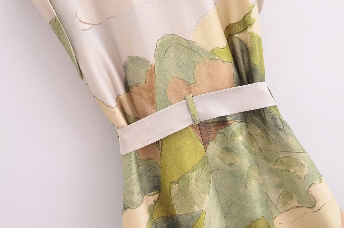 Women's Short-Sleeve Printed Shirt Dress