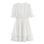 Women's Tulle Waist-Fitted Short Sleeve Dress
